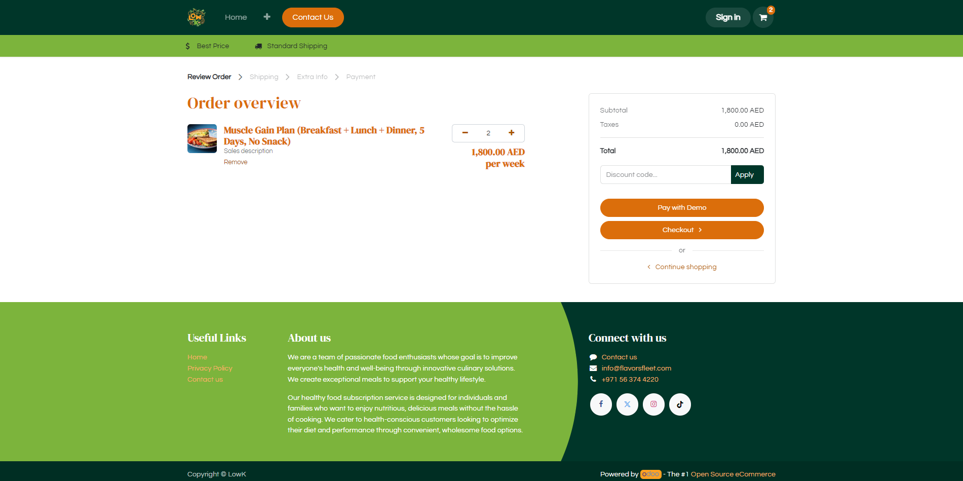 E-commerce website checkout page E-commerce website LowK checkout page