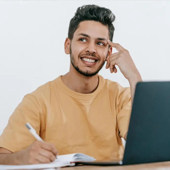 An employee making social media content